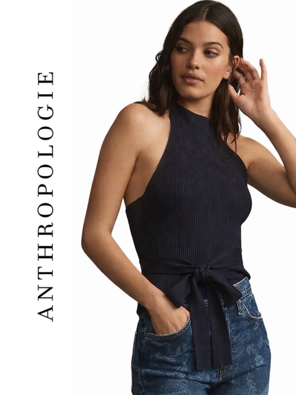 Anthropologie Maeve Halter Wrap Sweater Tank